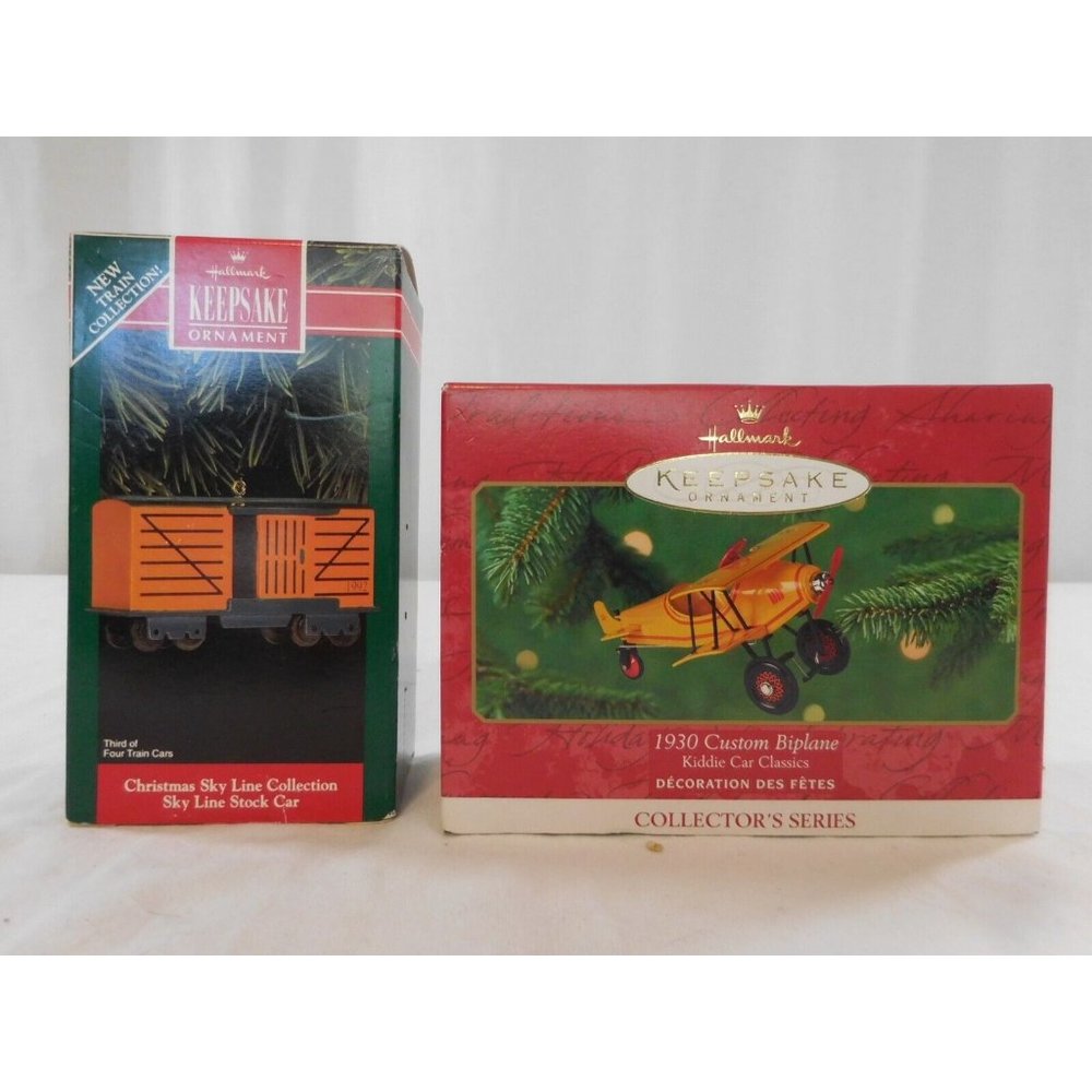 Hallmark Keepsake Ornament 1930 Custom Biplane Kiddie Car Classics 2001 + Stock